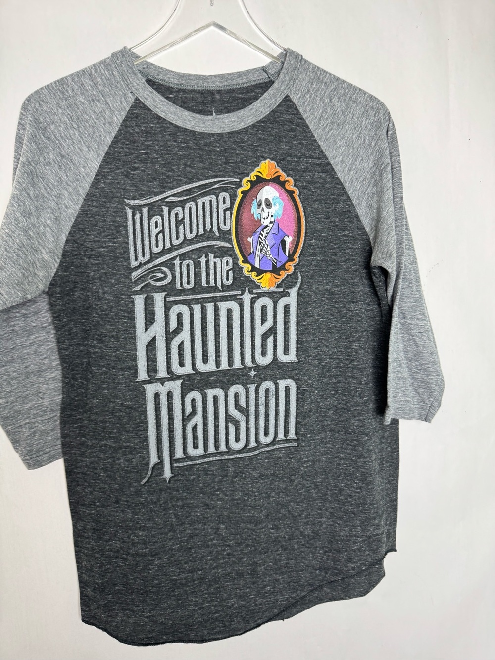 Disney Parks "Welcome to the Haunted Mansion" Raglan Shirt - Grey - Med-Unisex